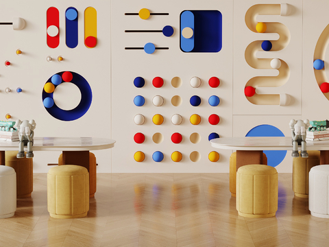 Modern children's desk and chair Wall toy wall