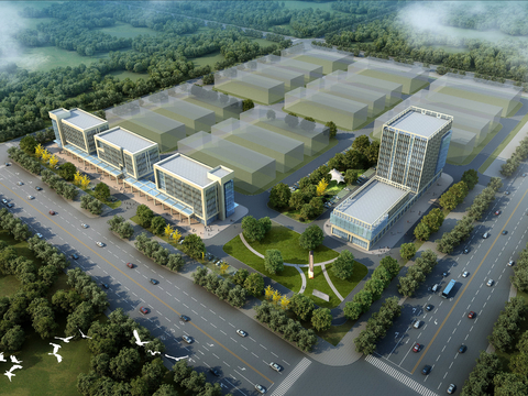 Bird's-eye view of industrial park