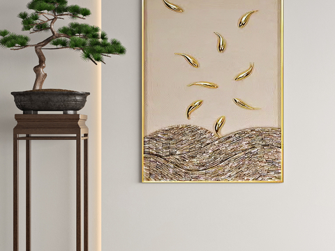 Chinese Hanging Painting Koi Painting Gold Hanging Painting