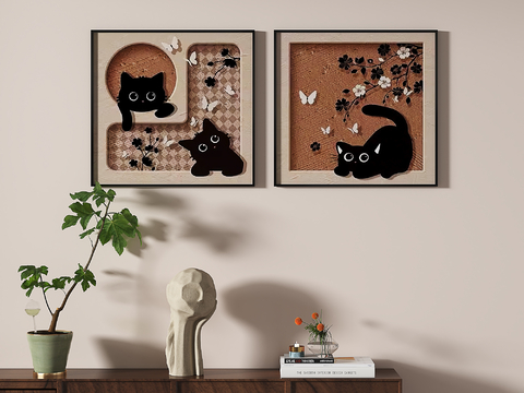 Jane European retro hanging painting cute cat painting three-dimensional decorative painting