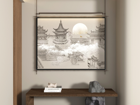 New Chinese-style Iron Hanging Rod Painting Architectural Painting