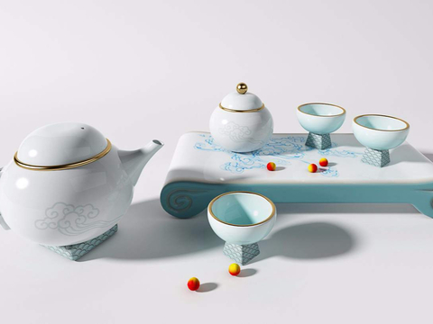 New Chinese Ceramic Tea Cup Tea Set Ornaments