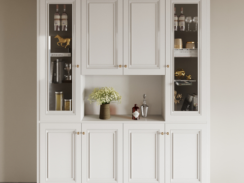 Cream Style Sideboard Wine Cabinet