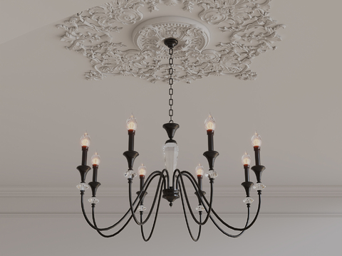 French multi-head chandelier