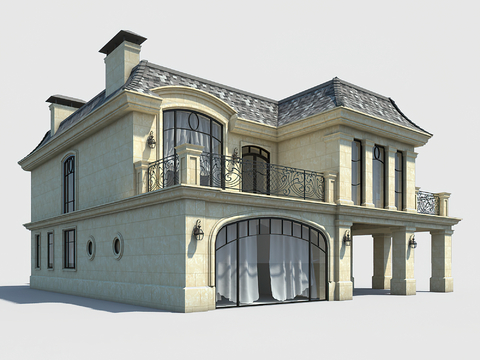 French double-decker villa exterior