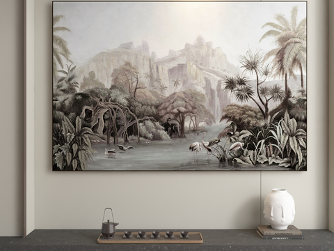 French Decorative Painting Oil Painting Tropical Landscape Hanging Painting