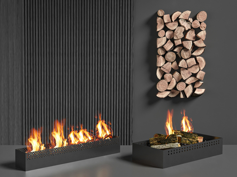 Modern Fireplace Firewood Pile