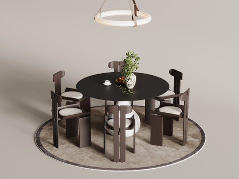 French Retro Style Dining Table and Chair Round Dining Table