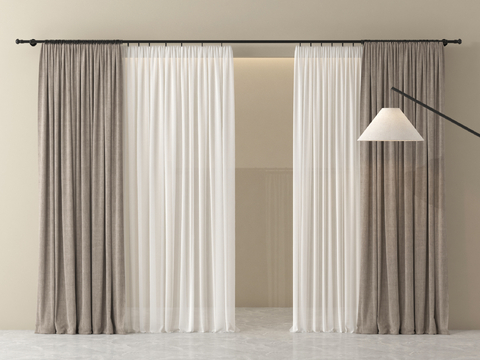 modern curtain cloth curtain gauze curtain d model