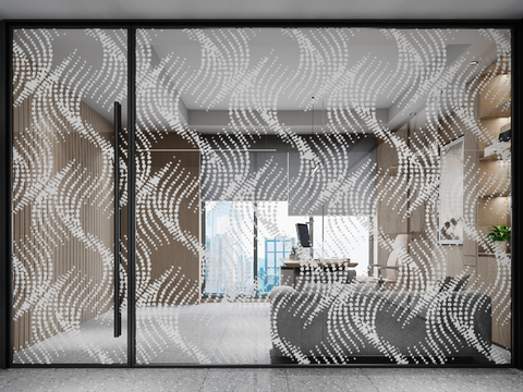 Modern Office Curtain Wall Frosted Glass Partition Art Glass Door