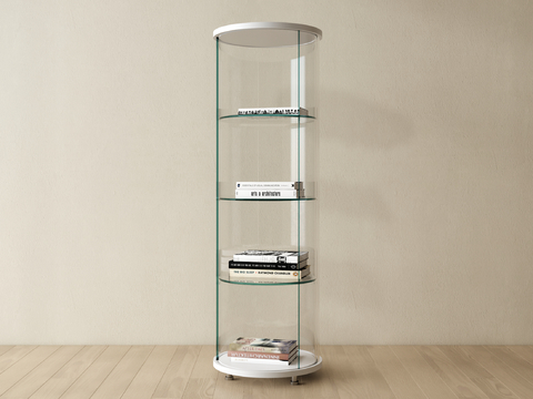 Modern Bookcase Round Bookshelf Glass Bookcase