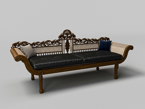 Chinese-style carved sofa double sofa