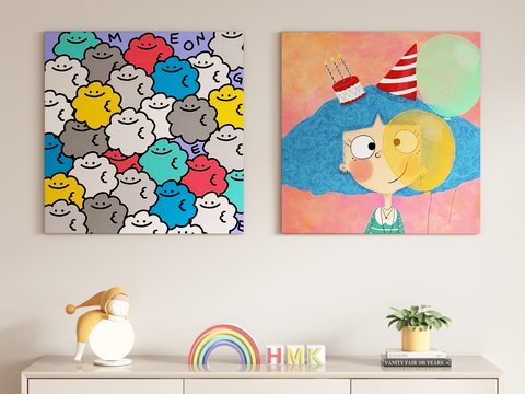 Dopamine Children's Painting Cartoon Decorative Painting Hanging Painting