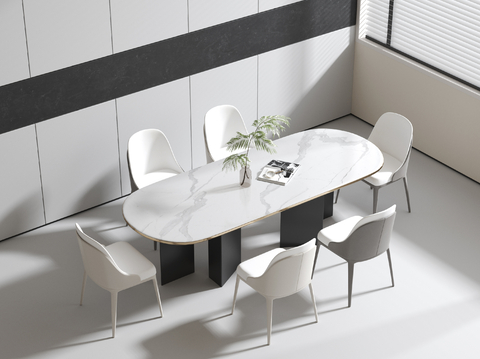 Modern marble dining table and chair