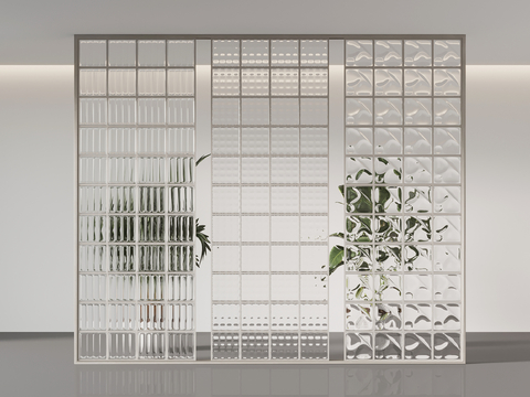 Modern glass brick wall partition