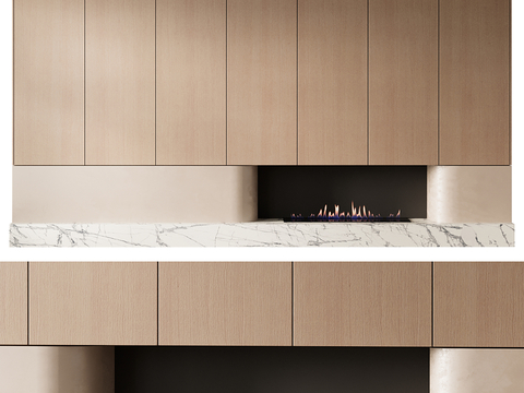 Modern Wall embedded fireplace