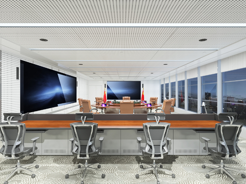 modern science and technology conference room party building command room