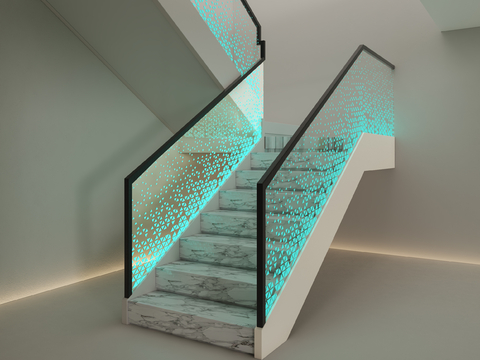 Modern Stairs Luminous Handrail Glass Handrail Stairs