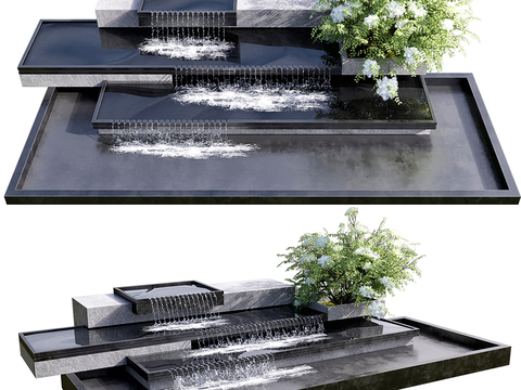 Modern Waterfall Flowing Water Gardening Sits