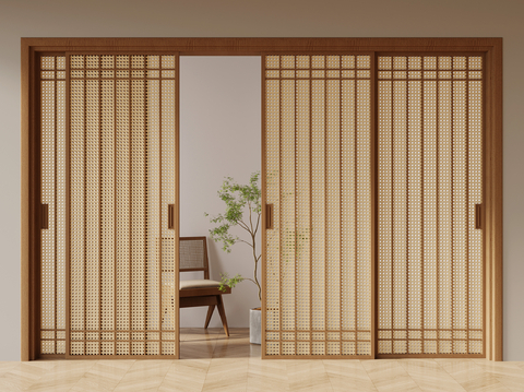 Middle-ancient style sliding door rattan door sliding door sliding door kitchen door balcony door