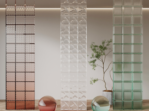 Modern glass brick partition gradient glass