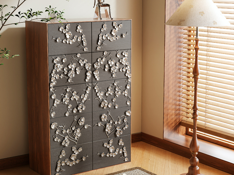 Neo-Chinese Style High Cabinet Side Cabinet Storage Cabinet Bucket Cabinet