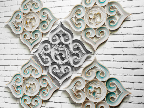 Neo-Chinese Style Wall Decoration Ceramic Hanging Ornaments Embossed Hanging Ornaments