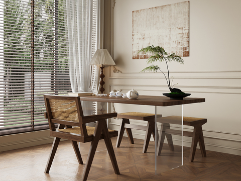 Middle style dining table and chair