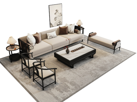 Neo-Chinese Style Sectional Sofa