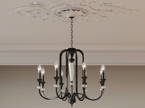 french multi-head chandelier 3d