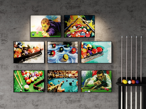 Industrial Wind Billiards Photo Wall Billiards Room Hanging Painting