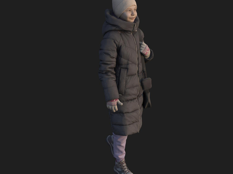 Little Boy Walking Winter Children