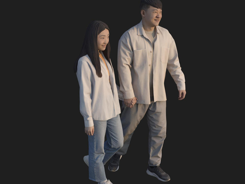 Couple character walking hand in hand