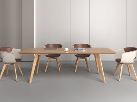 Modern long dining table and chair