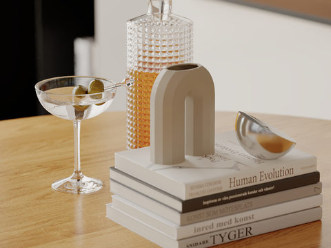 Modern Desktop Ornaments Wine Glass Drink Books