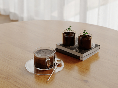 Modern Desktop Ornaments Coffee Potted Books Spoon