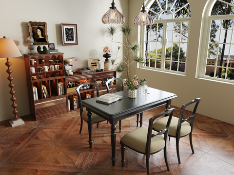 Middle style dining table and chair