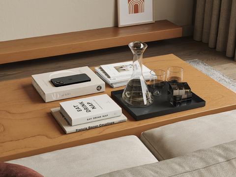 Modern Decorative Ornaments Book Tray Wine Utensils