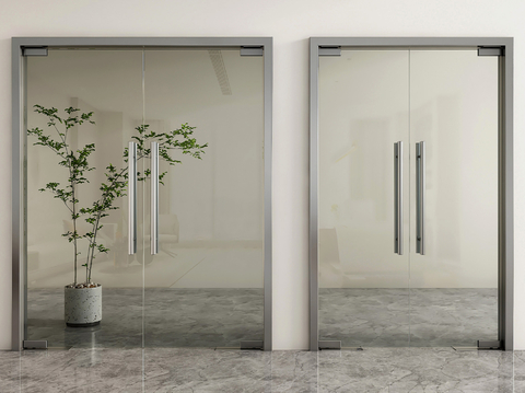 Modern glass door glass double door