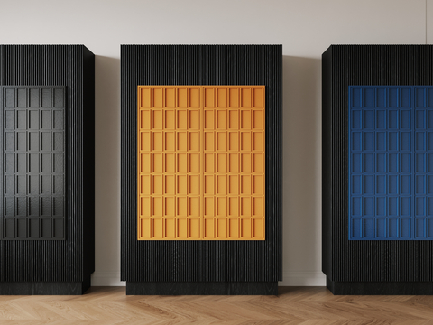 Modern Color-matching Decorative Cabinet Solid Wood High Cabinet