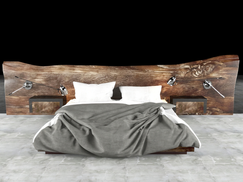 Log Style Double Bed