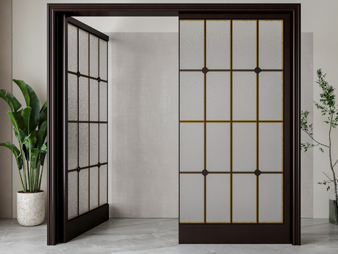 American style double door frosted glass door