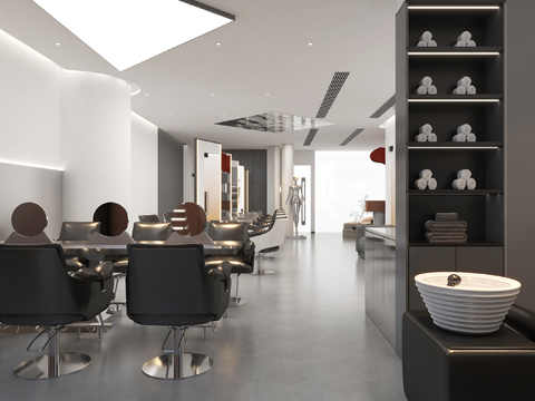 Modern hair salon perm area