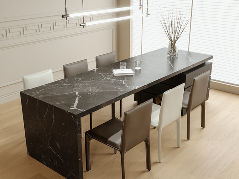 Modern marble dining table and chair