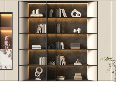 Modern bookcase integrated cabinet