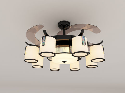 New Chinese Fan Chandelier Hanging Fan Lamp