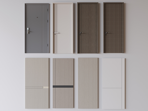 Modern solid wood door single door entry door wooden door panel door lock