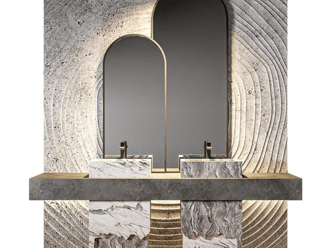 Affordable Luxury Style Double Basin Wash Table Column Wash Basin