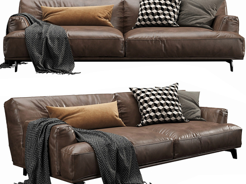 Poliform Tribeca double sofa leather sofa