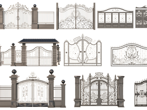 European-style courtyard door wrought iron gate